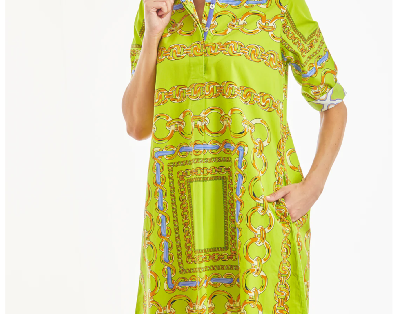 CHATHAM DRESS GREEN NAVY LINKS