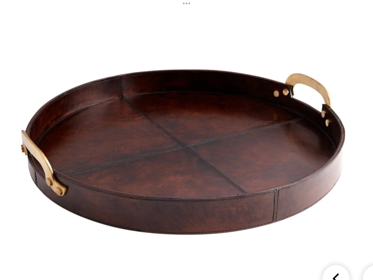 Brown Leather Tray W/Hold Handles