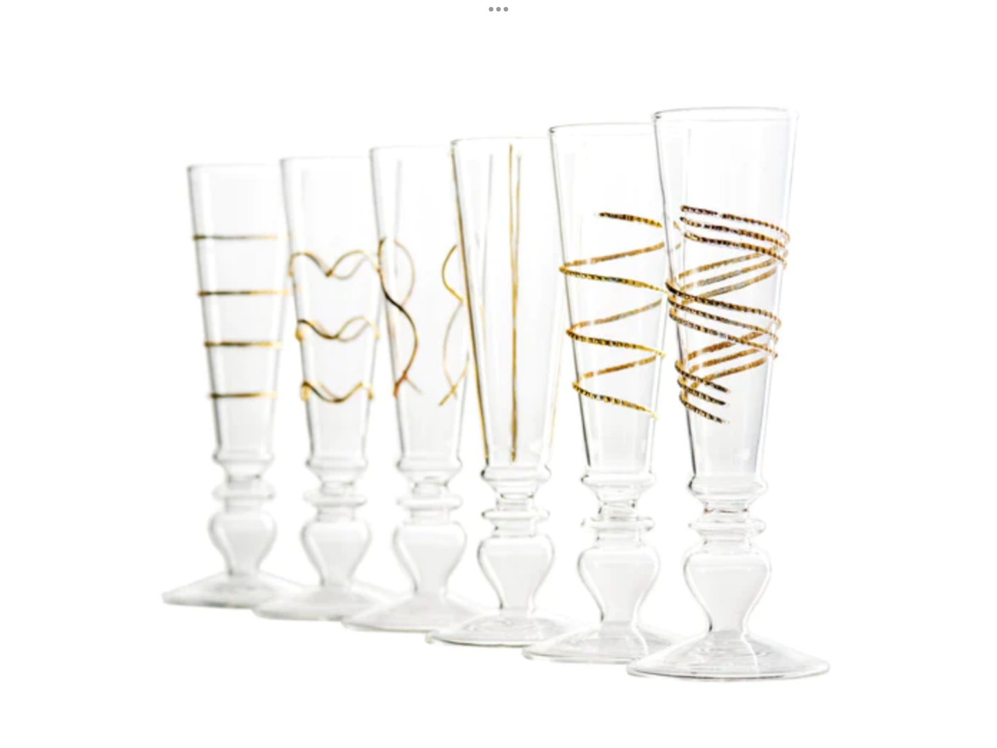 Footed Razzle Dazzle Champagne Flutes with Gold Accents