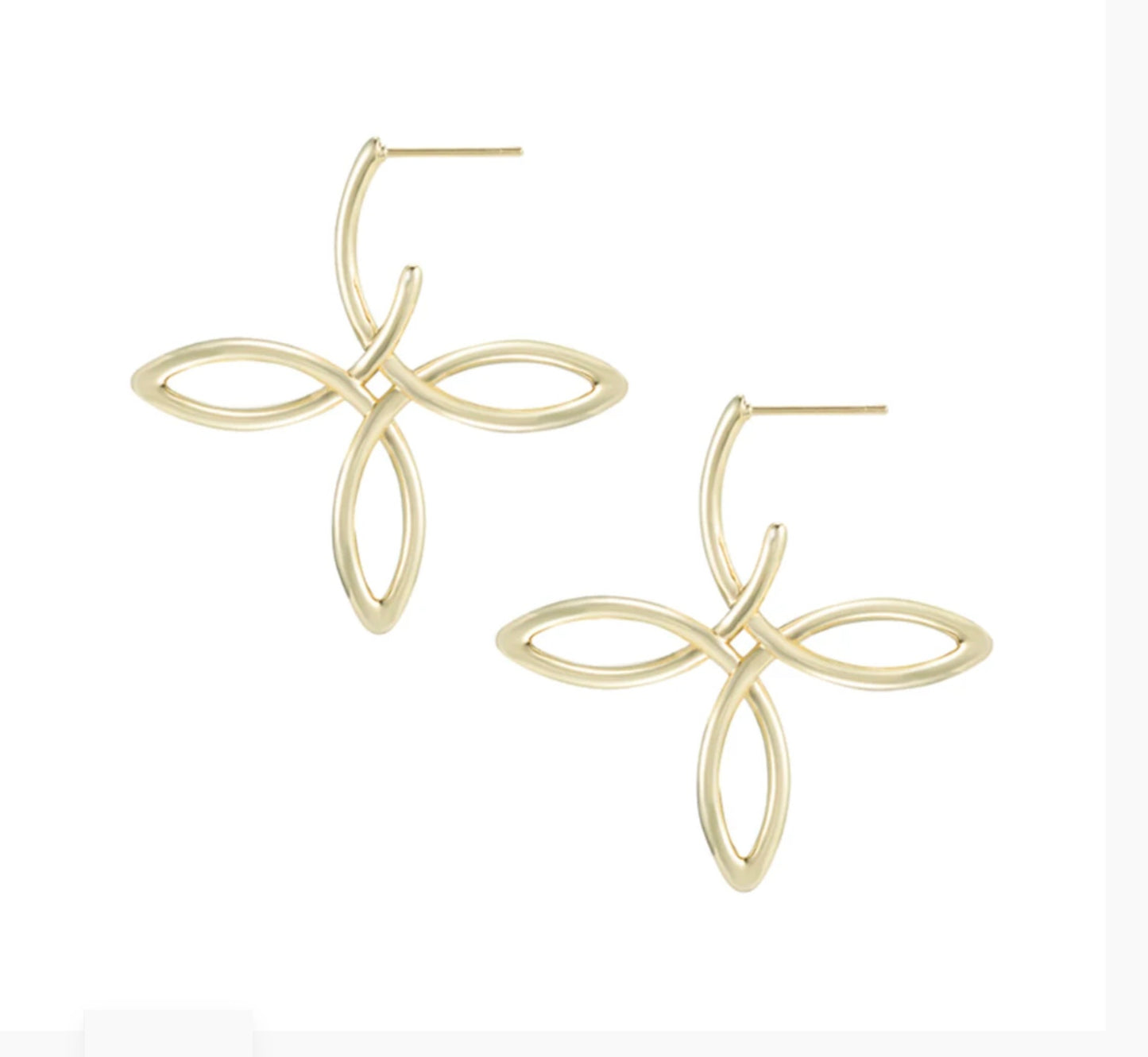 She's Classic Cross Hoop Earrings in Gold