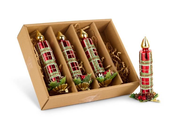 5.75" Box of Plaid Clip-On Candle Ornaments