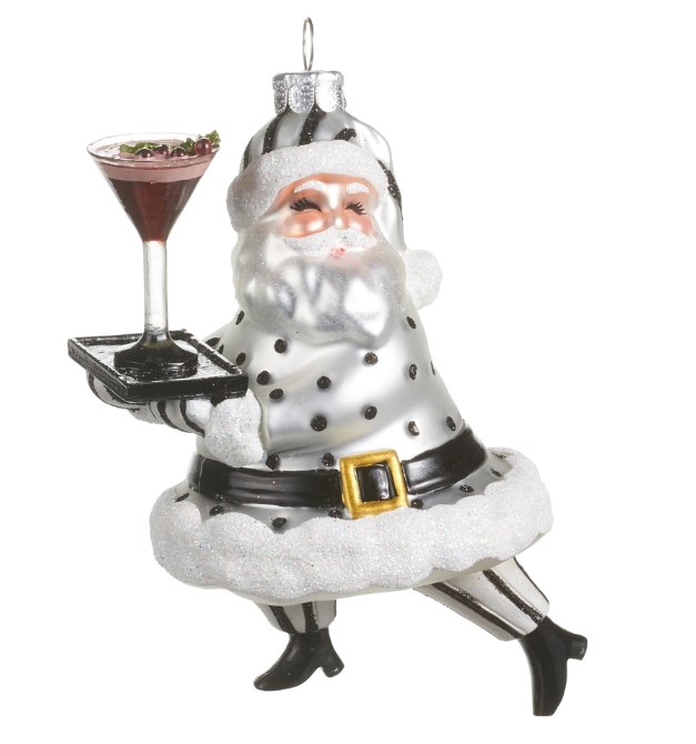 4.25" Espresso Service Santa Ornament