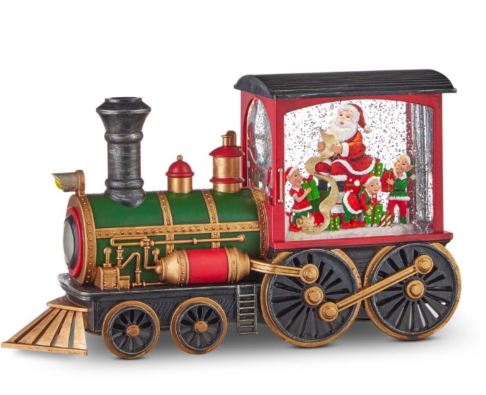 12.25" Santa's List Musical Lighted Water Train