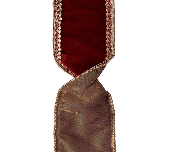 RED VELVET RIBBON GOLD TRIM
