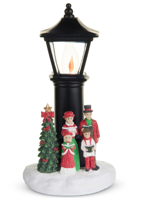 6.75" Lamp Post with Carolers Night Light