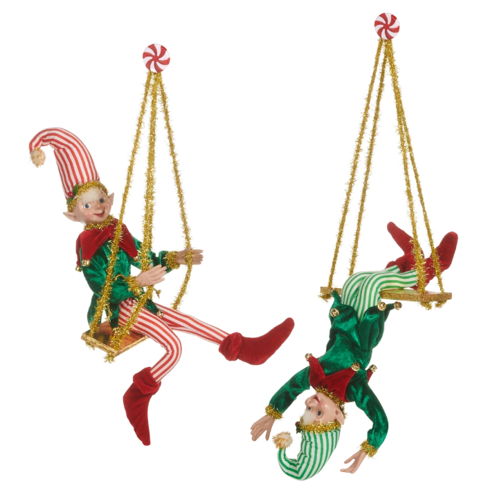 23" Holiday Trapeze Posable Elf Ornament