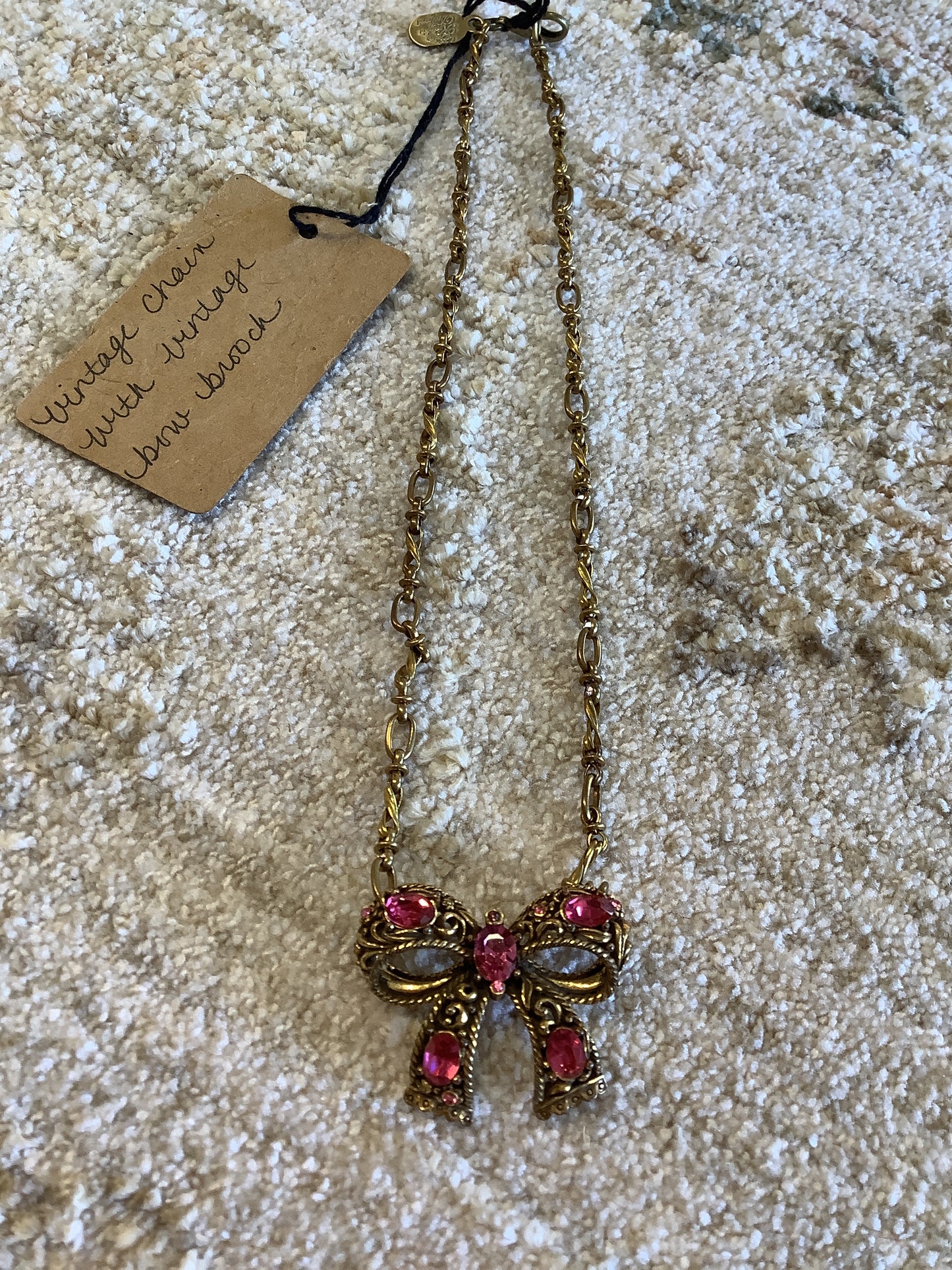 Vintage Chain W/Vintage Bow Brooch