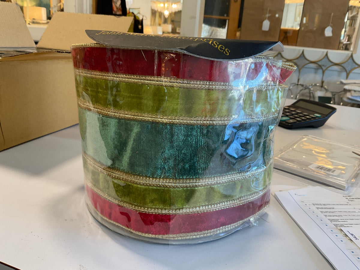 Red/Green Velvet Stripe Ribbon 6”