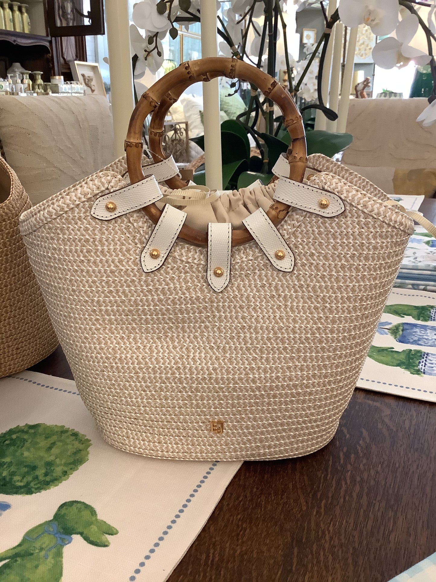 My Way Medium White Mix Straw Purse