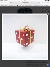 Load image into Gallery viewer, 32.5&quot; TALL RED &amp; WHITE POLKA DOT METAL CHRISTMAS GIFT BOX WITH STAKE