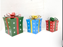 Load image into Gallery viewer, SET OF 3 ASSORTED CHRISTMAS GIFT BOXES WITH TWINKLE STARS GARDEN STAKES