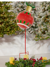 Load image into Gallery viewer, 35.83&quot; TALL RED CHRISTMAS BALL ORNAMENT METAL GARDEN STAKE