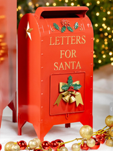 Load image into Gallery viewer, SET OF 3 GLOSSY RED CHRISTMAS MAILBOXES WITH GOLD DETAILS