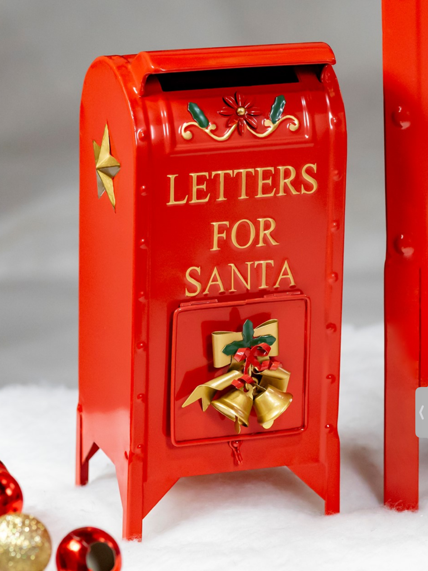 SET OF 3 GLOSSY RED CHRISTMAS MAILBOXES WITH GOLD DETAILS