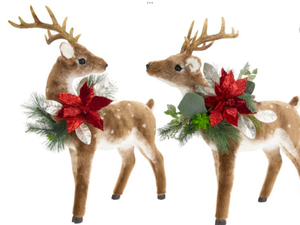 Bambi Deer W/Red Wreath 34”