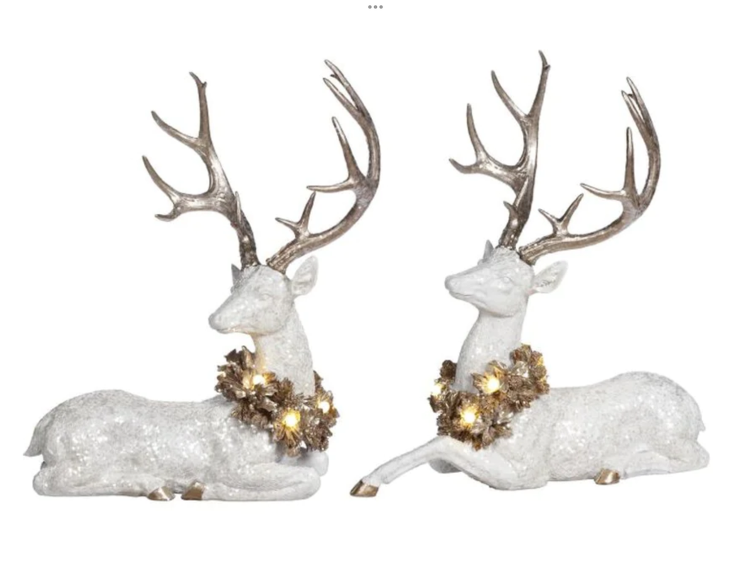 Reindeer W/Wreath 21” White (Set)