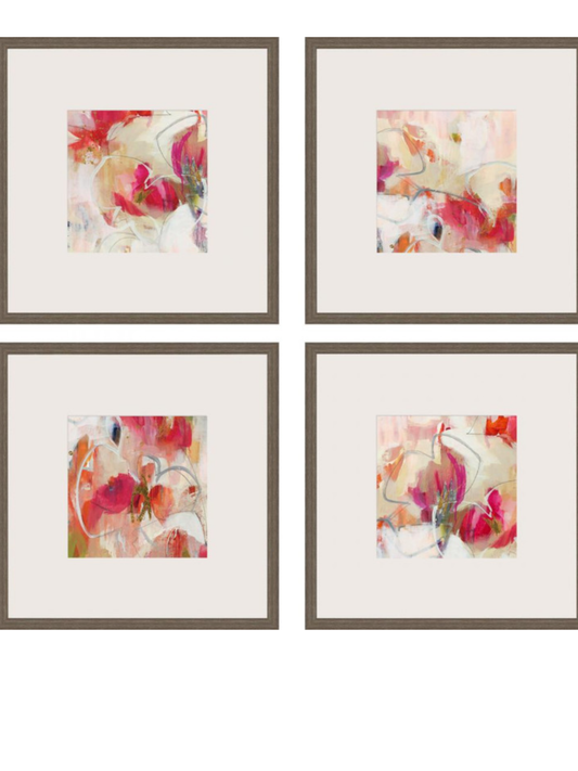 Fresh Framed Art, Set of 4, Pink