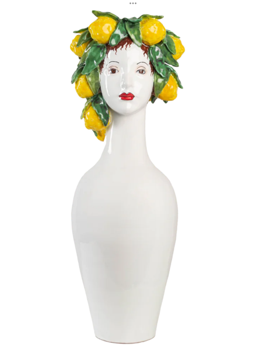 Tall Ceramic Head Vase, Lemons