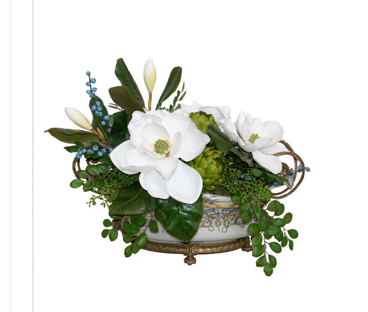 20”Basin W/Magnolia, Artichokes, Berry