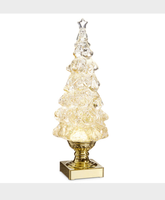 14" LIGHTED TREE WITH GOLD SWIRLING GLITTER