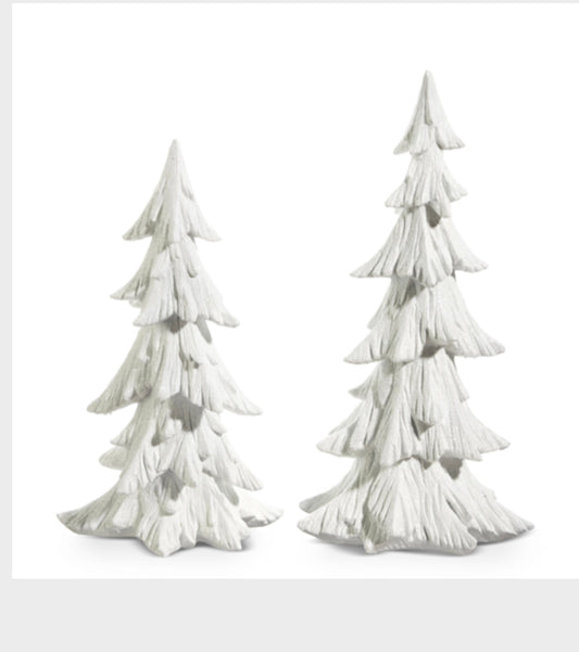 21" WHITE CARVED TREES Pair