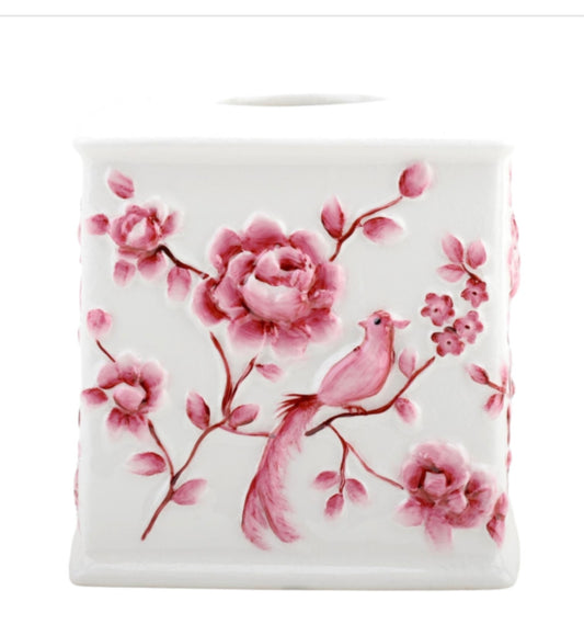 Pink & White Square Tissue Box