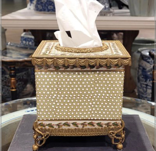 Dotty Tissue Box W/Bronze