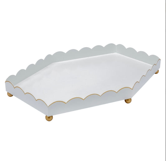 ELOISE GLOSS WHITE AND GOLD SCALLOPED METAL TRAY