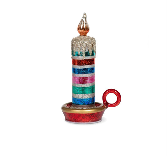 Retro Stripe Light Up Candle