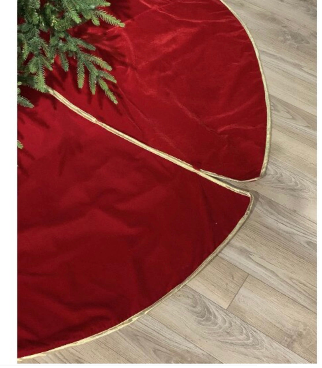 Red Velvet Tree Skirt W/ Gold Trim