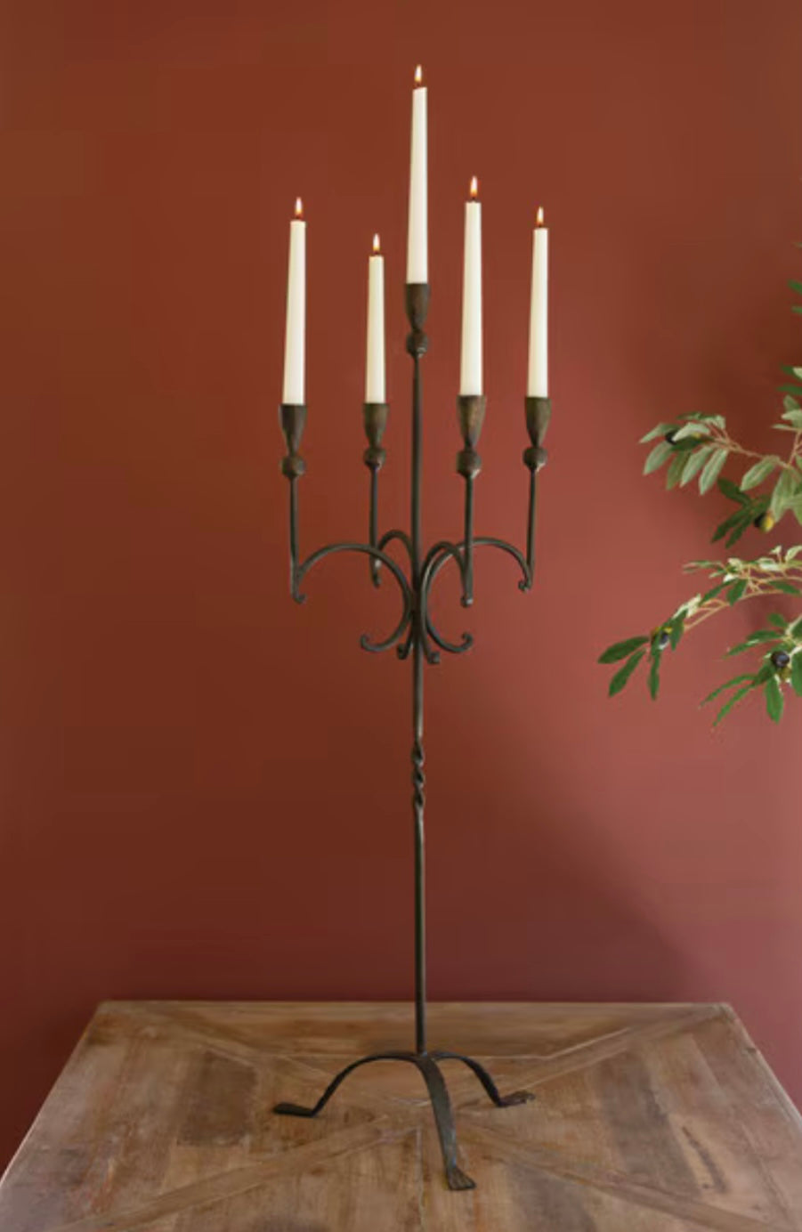 Tall Rustic Five Taper Candlelabra