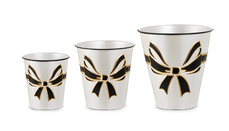 10.75" Embossed Black Bow Buckets Decor