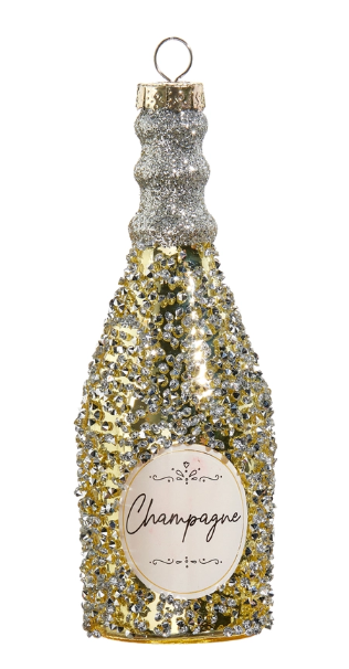 5" Glittered Champagne Bottle Ornament