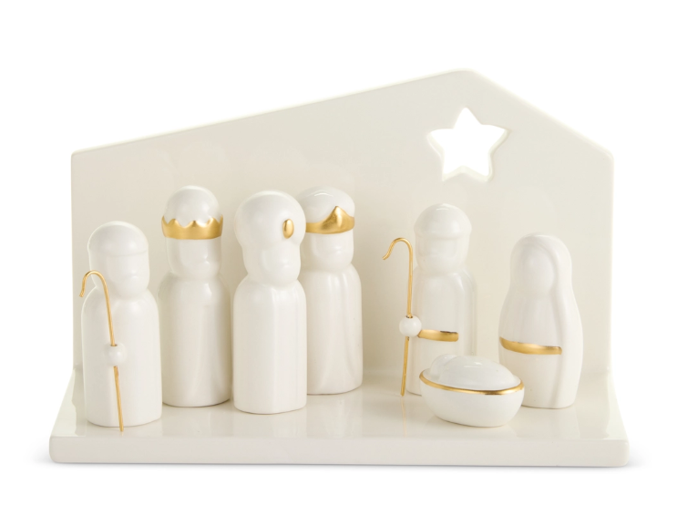 7" White Nativity with Creche