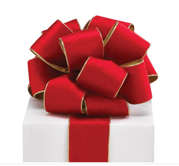 #40 RED VELVETEEN/GOLD WIRED RIBBON