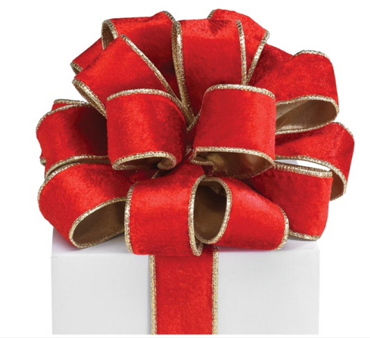 #9 RED VELVET GOLD EDGE WIRED RIBBON