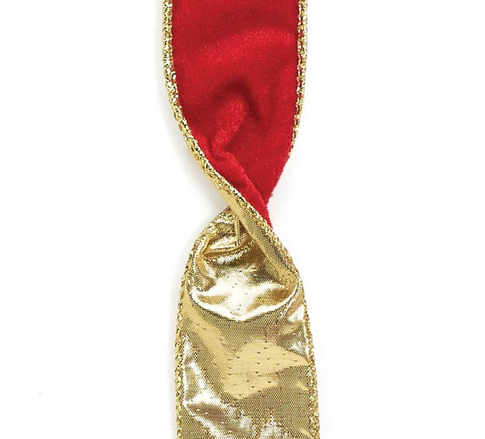 #9 RED VELVET GOLD EDGE WIRED RIBBON