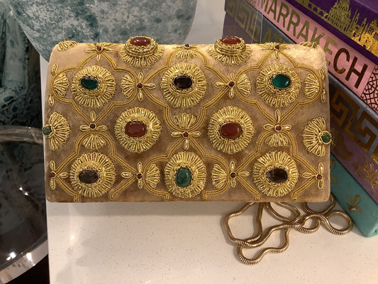 Gold Crushed Velvet Clutch