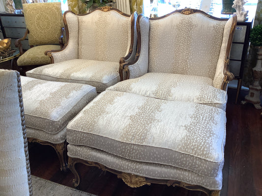 Custom Antique Chair and Ottoman