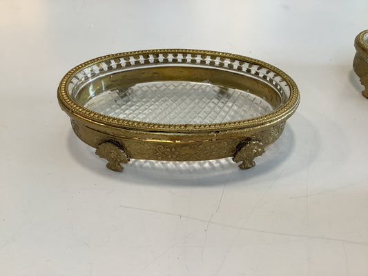 Brass/Etched Glass Soap Dish