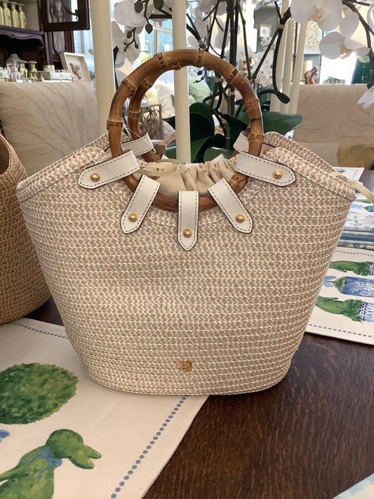 My Way Medium White Mix Straw Purse