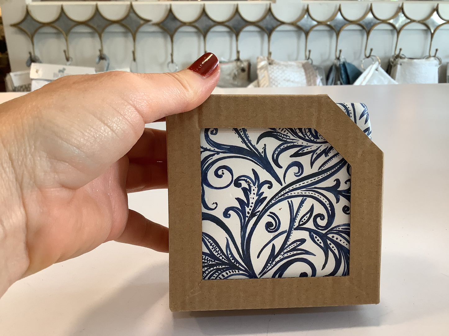 Blue & White Coaster set of 4