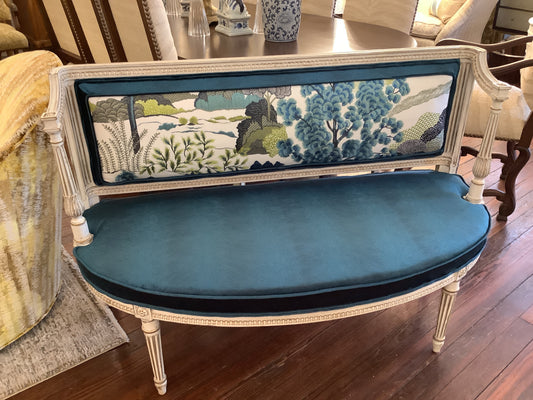 Custom French Settee W/Embroidery Fabric
