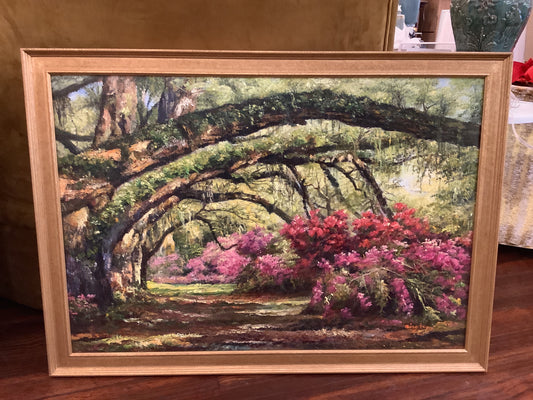 Landscape Art W/Trees & Azalea Bushes