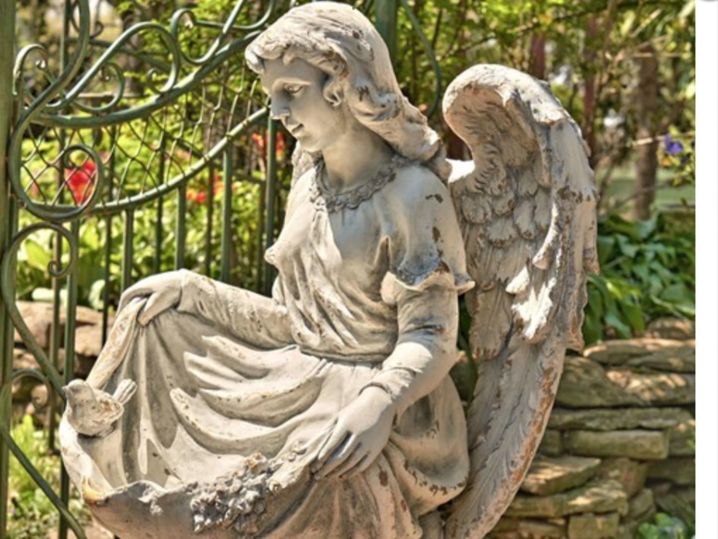 Angel Child Statue W/ Birds
