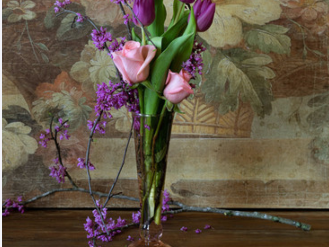 Hazel Etched Glass Vase W/ Pressed Flowers