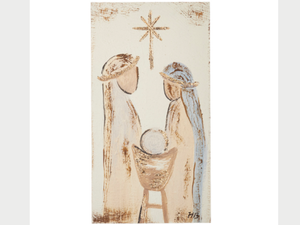 26” Holy Family Textured Wood Wall Art