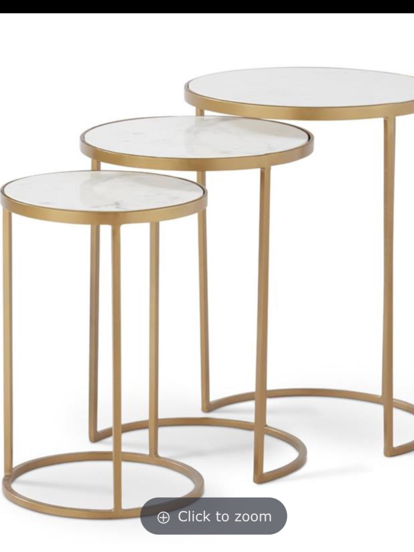 Metal Nesting Tables W/Marble Top Set of 3