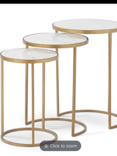 Load image into Gallery viewer, Metal Nesting Tables W/Marble Top Set of 3