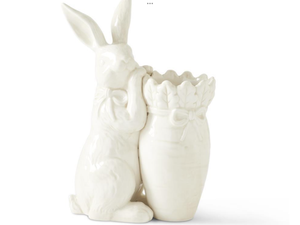 Antique White Bunny Vase
